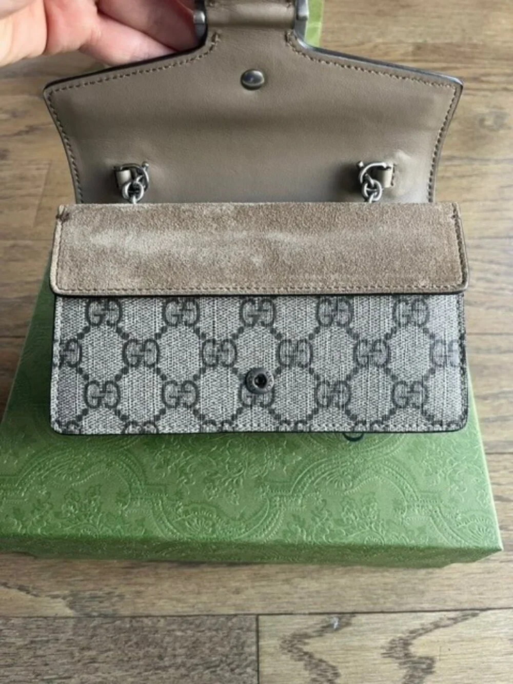 Gucci Beige Brown GG Supreme Dionysus Crossbody Bag